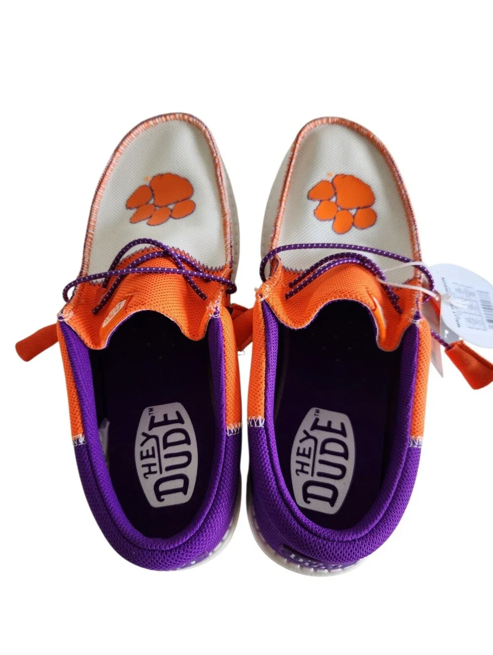 Hey Dude Wally Tri Clemson Mens Size 9 Orange Purple White Walking Slip On Shoes